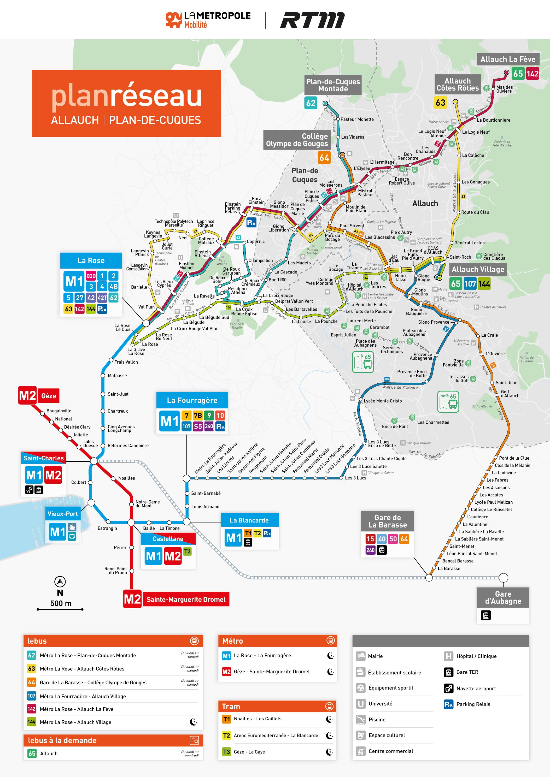 plan général du réseau d'Allauch et Plan de Cuques
