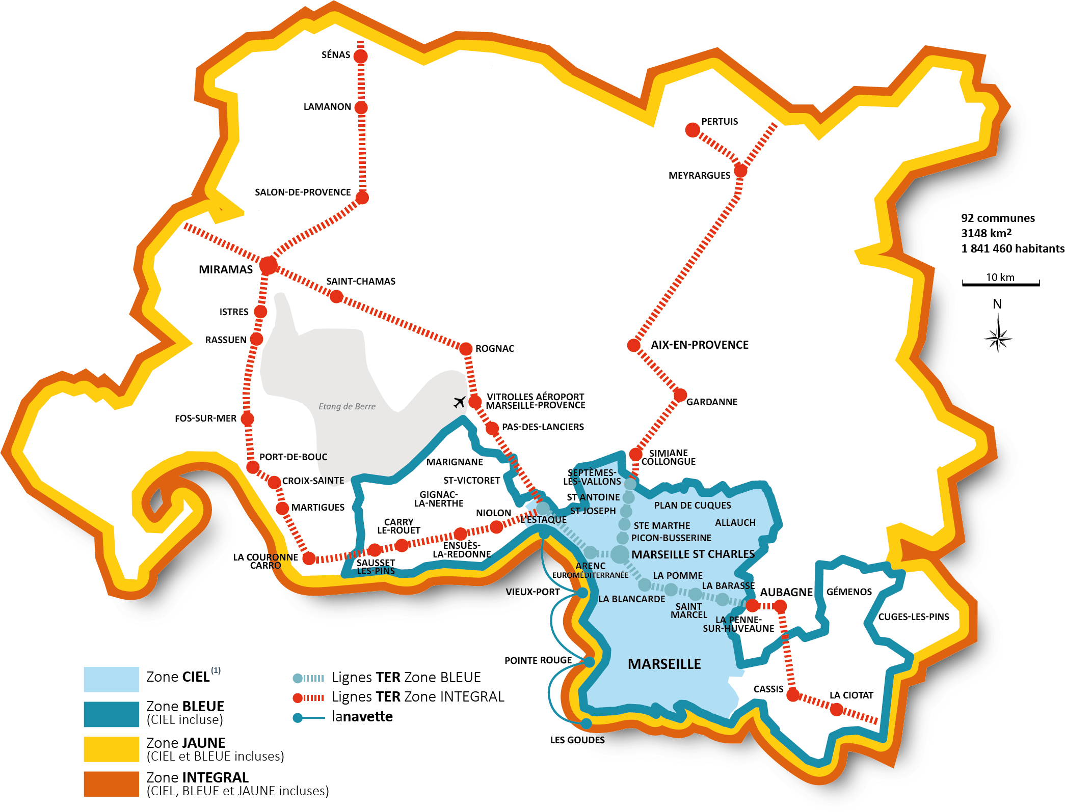 Carte des zones et services de la RTM